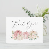 Pumpkin Floral Baby Girl Dusche Dankeskarte (Stehend Vorderseite)