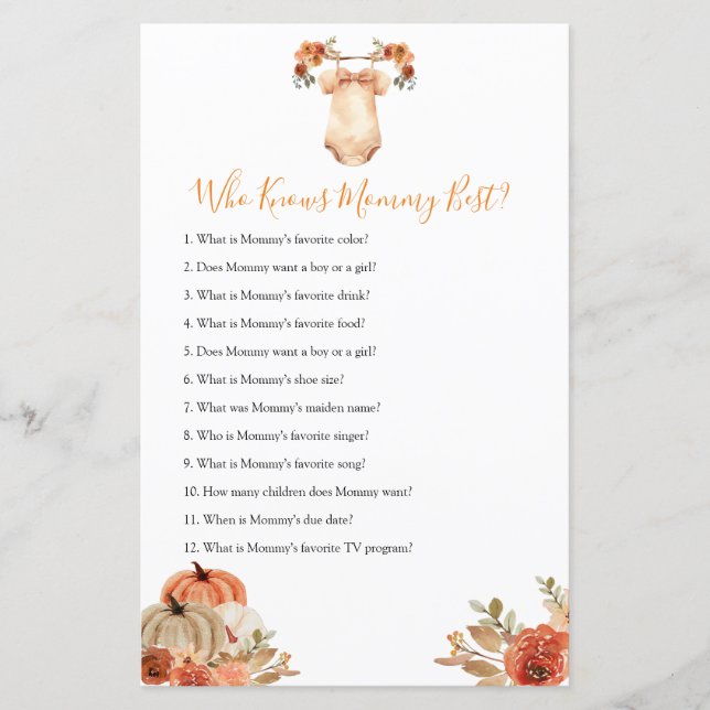 Pumpkin Floral Baby Kleidung, die Mommy Best kenne (Vorderseite)