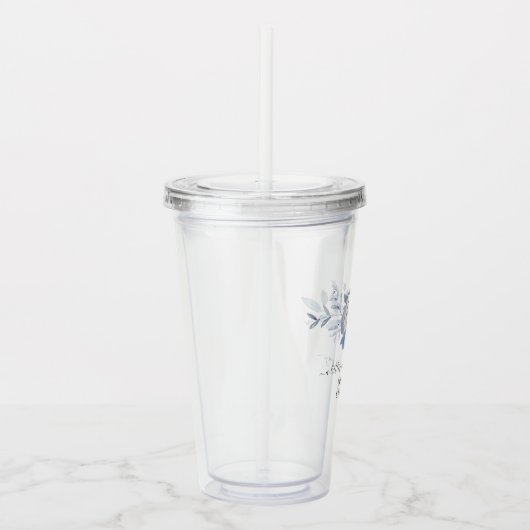 Pumpkin Floral Baby Shower Dusty Blue Acryltrinkbecher (Rechts)