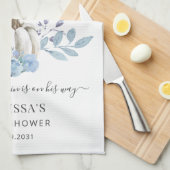 Pumpkin Floral Baby Shower Dusty Blue Geschirrtuch (Viertel Falte)