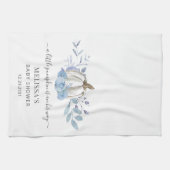 Pumpkin Floral Baby Shower Dusty Blue Geschirrtuch (Horizontal)