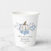 Pumpkin Floral Baby Shower Dusty Blue Pappbecher (Vorderseite)
