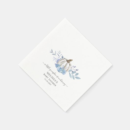 Pumpkin Floral Baby Shower Dusty Blue Serviette (Ecke)