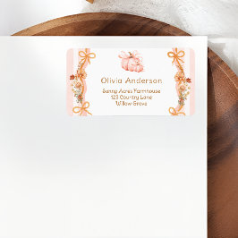 Pumpkin Floral Baby Shower Return Address Label Adressaufkleber
