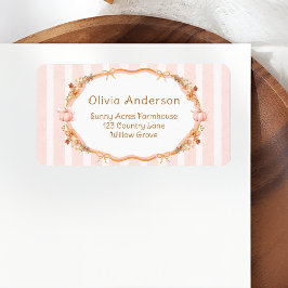 Pumpkin Floral Baby Shower Return Address Label Adressaufkleber
