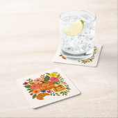 Pumpkin Floral Bless This Home Coaster Fall Rechteckiger Pappuntersetzer (Vor Ort)