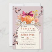 Pumpkin Floral Bow Baby Dusche Einladung (Vorderseite)