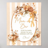 Pumpkin Floral Bow Baby Shower Mama-osa Bar Poster (Vorne)