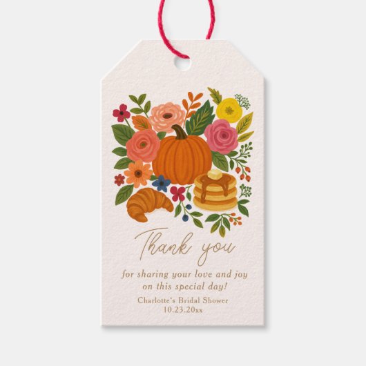 Pumpkin Floral Brautparty Vielen Dank Tag Geschenkanhänger (Vorderseite)
