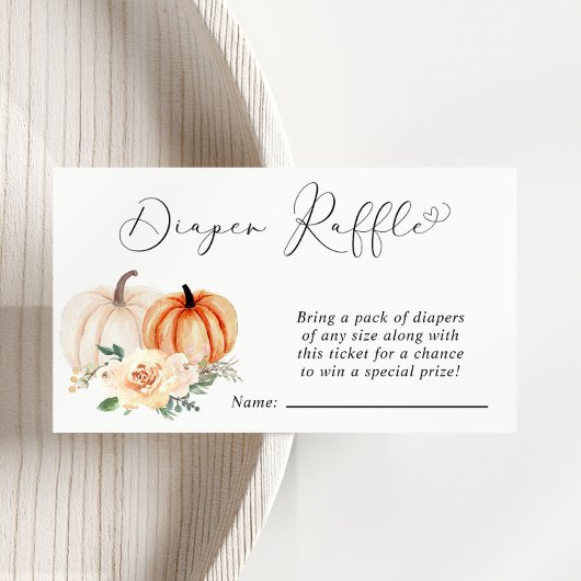 Pumpkin Floral Diaper Raffle Baby Dusche Begleitkarte