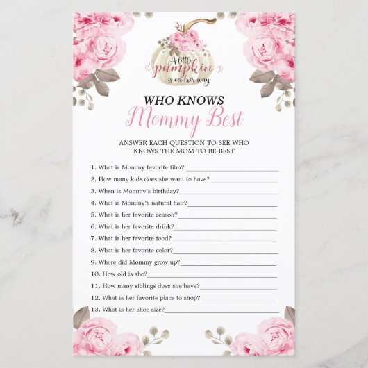 Pumpkin Floral, die Mommy Best Baby Shower kennt (Vorderseite)