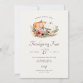 Pumpkin Floral Erntedank Dinner Einladung (Vorderseite)