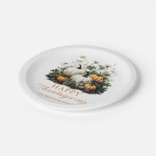 Pumpkin Floral Erntedank Dinner Paper Teller (Schrägansicht)