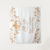 Pumpkin Floral Fall der Liebe Engagement Partei Wandteppich (Vorderseite)