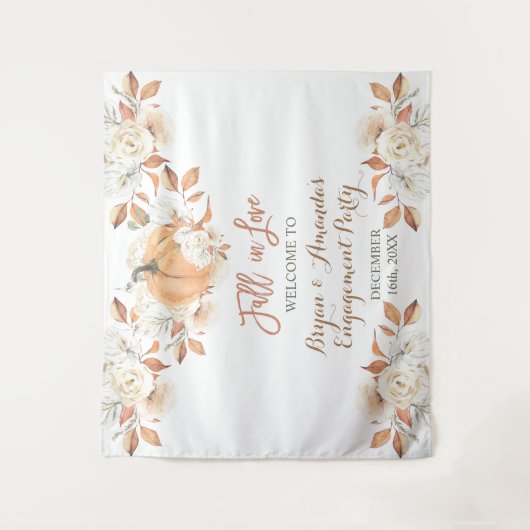 Pumpkin Floral Fall der Liebe Engagement Partei Wandteppich (Vorderseite)