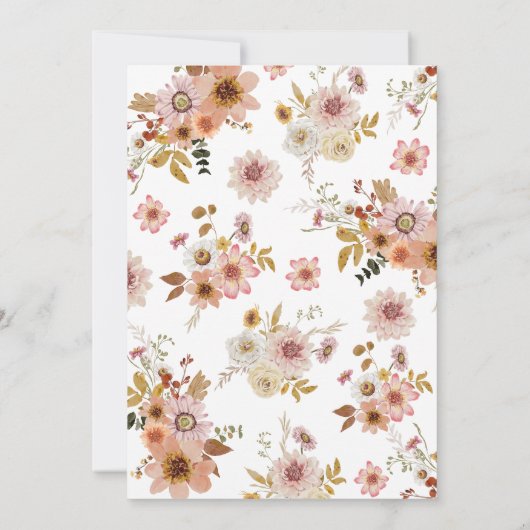 Pumpkin Floral Fall in Liebe mit Babydusche Einladung (Rückseite)