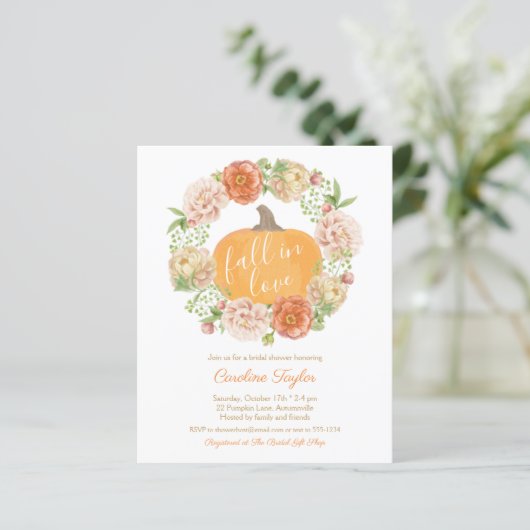 Pumpkin Floral Fall Liebe Fall Brautparty Inv (Stehend Vorderseite)