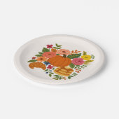 Pumpkin Floral Fall Thanksgiving Paper Plates Pappteller (Schrägansicht)