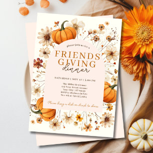 Pumpkin Floral Friendsgiving Dinner Einladung