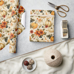 Pumpkin Floral Geschenkpapier