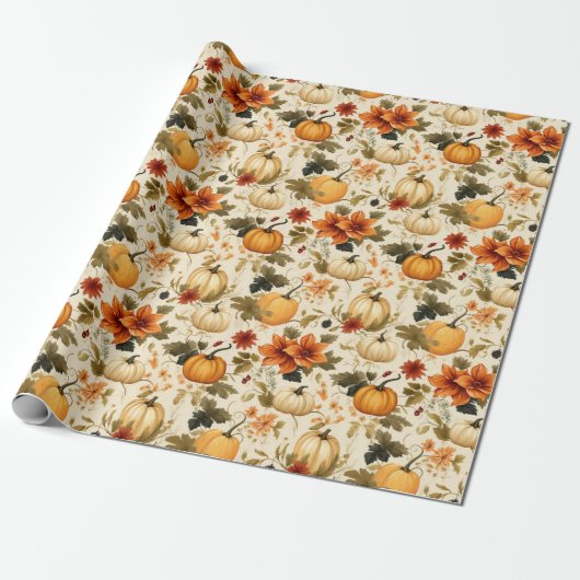 Pumpkin Floral Geschenkpapier (Ungerollt)
