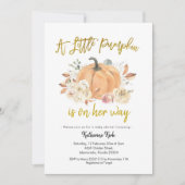 Pumpkin Floral Girl Babydusche Einladung (Vorderseite)