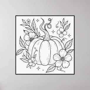 Pumpkin Floral Halloween Art Print Leinwanddruck
