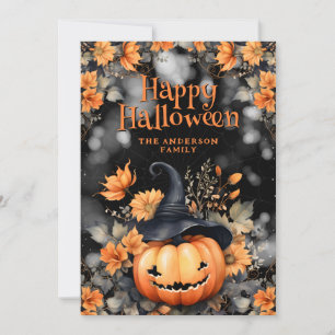 Pumpkin Floral Happy Halloween Card Feiertagskarte