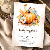Pumpkin Floral Herbst Blätter Erntedank Abendessen Einladung