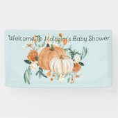 Pumpkin Floral Herbstfarben Blau, Personalisiert, Banner (Horizontal)
