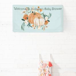 Pumpkin Floral Herbstfarben Blau, Personalisiert, Banner