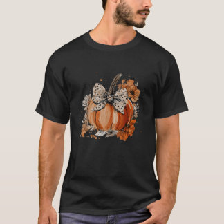 Pumpkin Floral Herbstsaison Wildblume T-Shirt