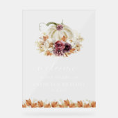 Pumpkin Floral Hochzeit im Herbst Begrüßungszeiche Acrylschild (Vorderseite)