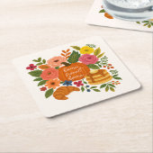 Pumpkin Floral Home Sweet Home Coaster Fall Rechteckiger Pappuntersetzer (angewinkelt)