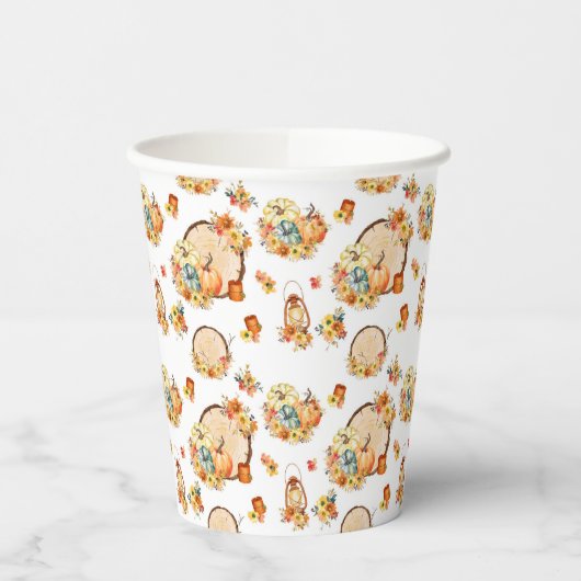 Pumpkin Floral Pattern Pappbecher (Links)