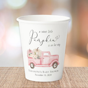 Pumpkin Floral Truck Wasserfarbe Kindermädchen Dus Pappbecher