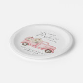 Pumpkin Floral Truck Wasserfarbe Kindermädchen Dus Pappteller (Schrägansicht)