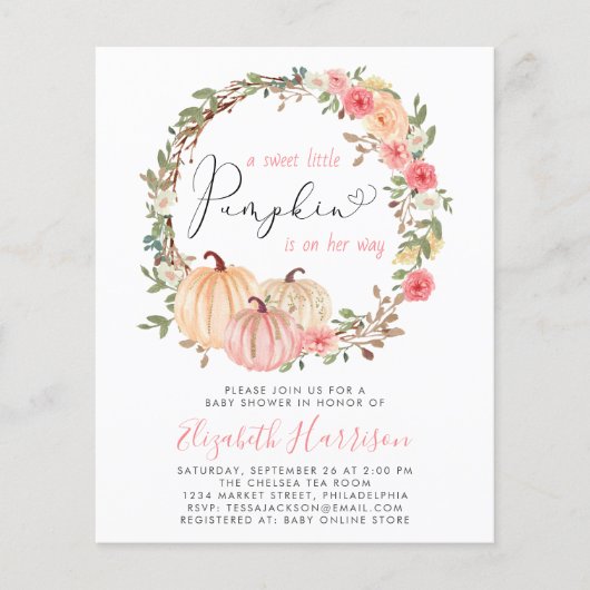 Pumpkin Floral Watercolor Babydusche (Vorderseite)