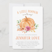 Pumpkin Floral Watercolor Fall Babydusche Einladung (Vorderseite)