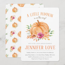 Pumpkin Floral Watercolor Fall Babydusche