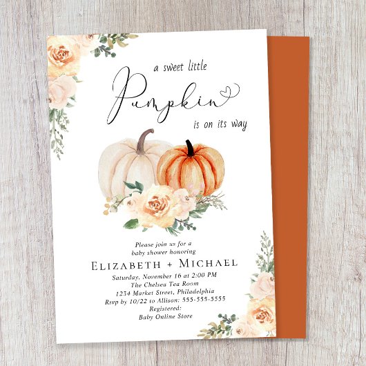 Pumpkin Floral Watercolor Paare Kinderdusche Einladung