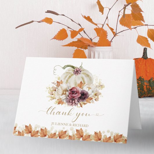 Pumpkin Floral Wedding Vielen Dank Karte