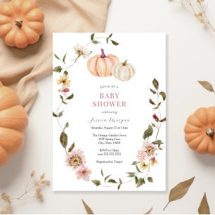 Pumpkin Floral Wreath Baby Dusche Einladung