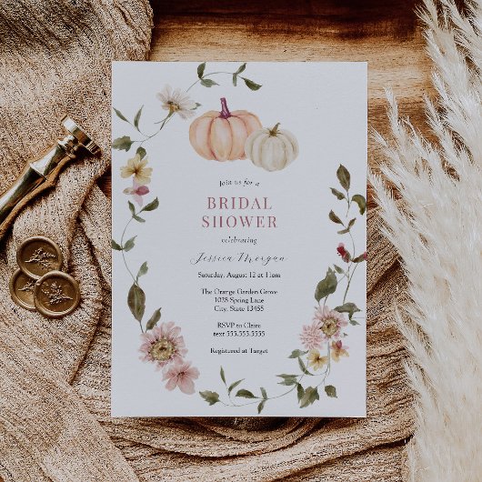 Pumpkin Floral Wreath Bridal Dusche Einladung