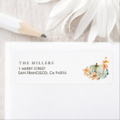 Pumpkin & Florals Wedding Address Label Farbe (Insitu)