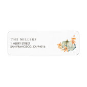Pumpkin & Florals Wedding Address Label Farbe (Vorne)