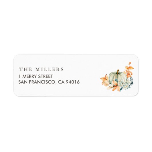 Pumpkin & Florals Wedding Address Label Farbe (Vorne)