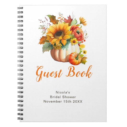 Pumpkin Flower Bouquet Bridal Shower Guest Book Notizblock (Vorderseite)
