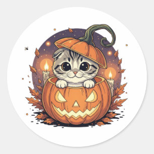 Pumpkin Flüchtige Blick Fold - Niedliches schottis Runder Aufkleber