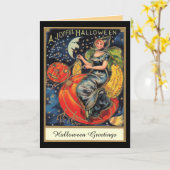 Pumpkin Flying Hexe Karte (Gelbe Blume)